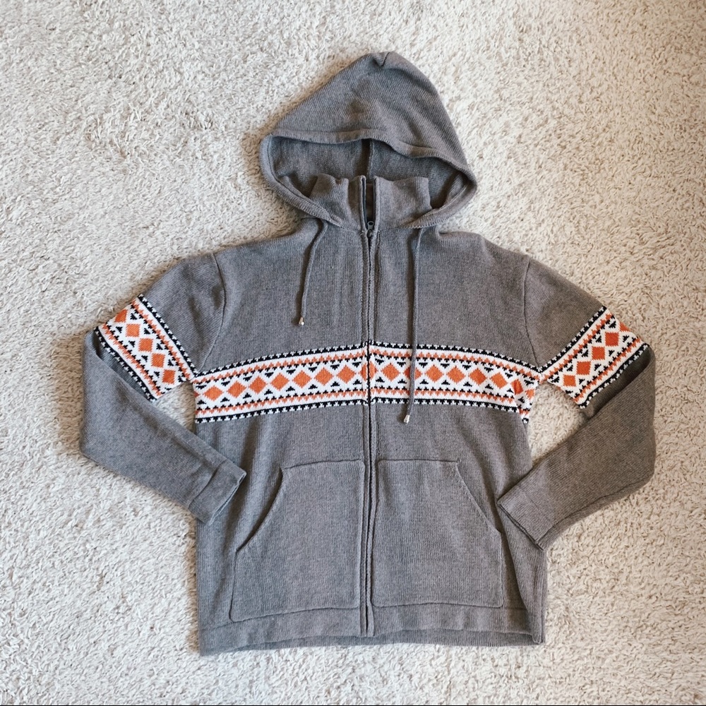 90's Zip-Front Hooded Sweater
